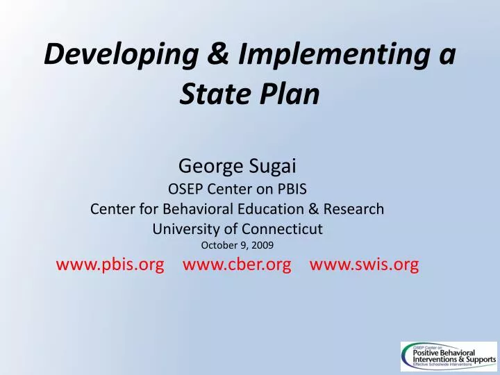 developing implementing a state plan