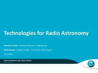 Technologies for Radio Astronomy