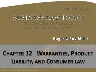 Chapter 12 Warranties, Product Liability, and Consumer law