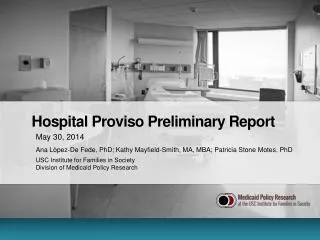 Hospital Proviso Preliminary Report