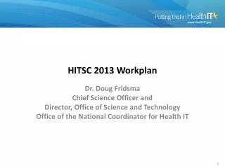 HITSC 2013 Workplan
