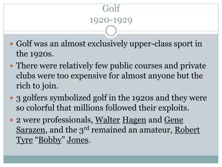 golf 1920 1929