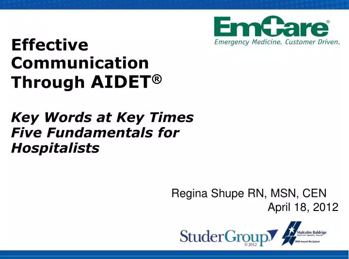 effective communication through aidet key words at key times five fundamentals for hospitalists