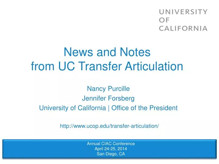 news and notes from uc transfer articulation