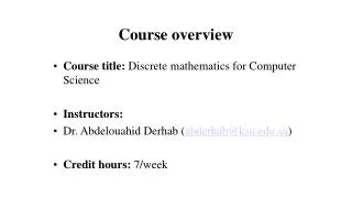 course overview