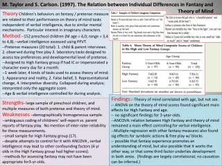 Findings: --Theory of mind correlated with age, but not sex.