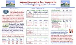 Managerial Accounting Excel Assignments: A Potential Leading Indicator of Exam Performance