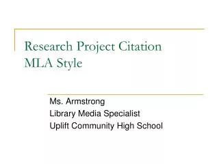 Research Project Citation MLA Style