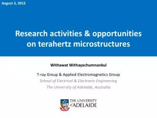 Research activities &amp; opportunities on terahertz microstructures