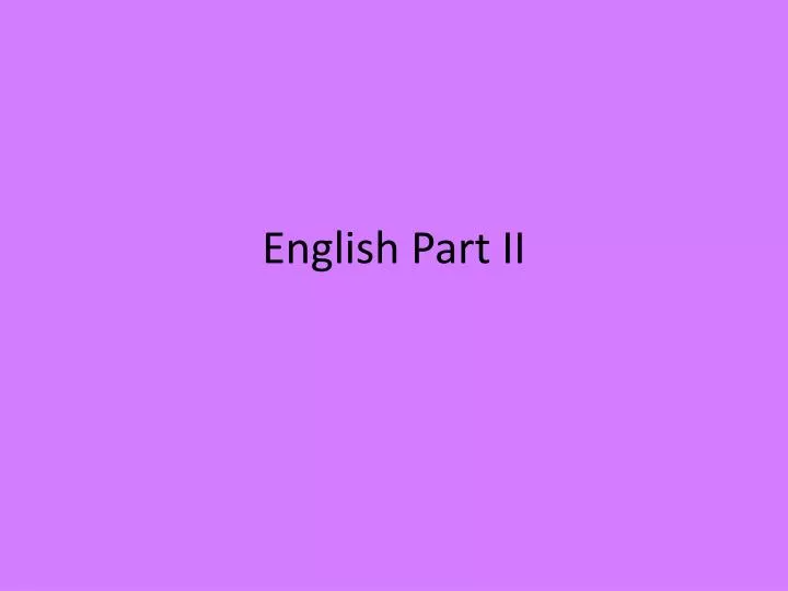 english part ii