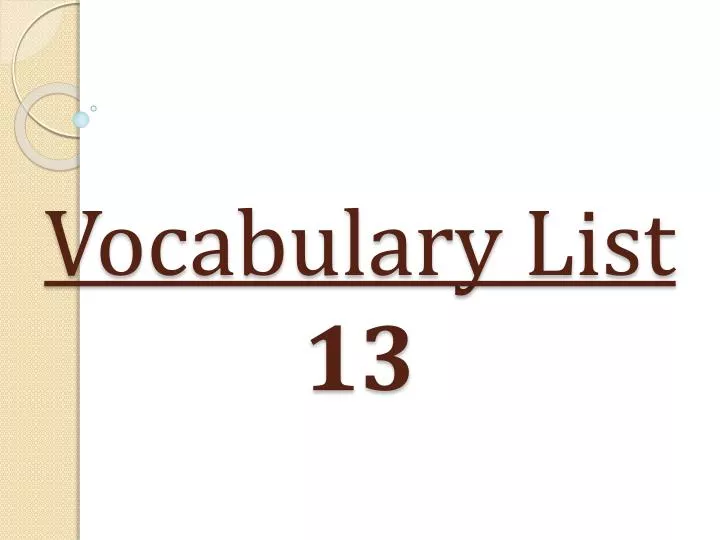 vocabulary list 13