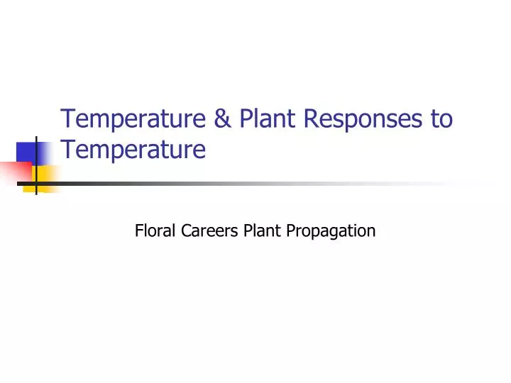 temperature plant responses to temperature