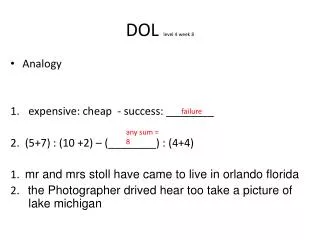 DOL level 4 week 8