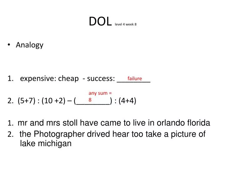 dol level 4 week 8