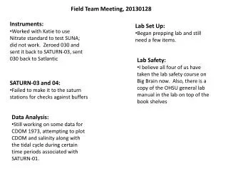 Field Team Meeting, 20130128