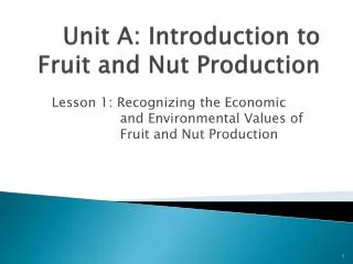 Unit A: Introduction to Fruit and Nut Production