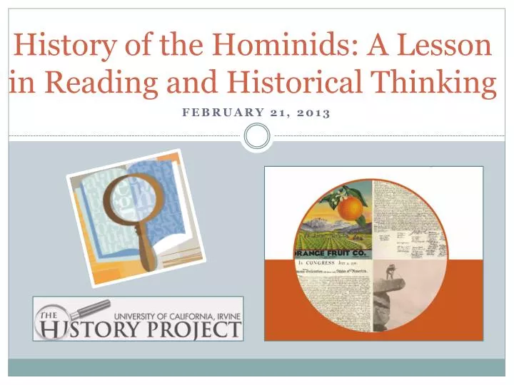 history of the hominids a lesson in reading and historical thinking
