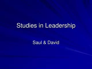 Studies in Leadership