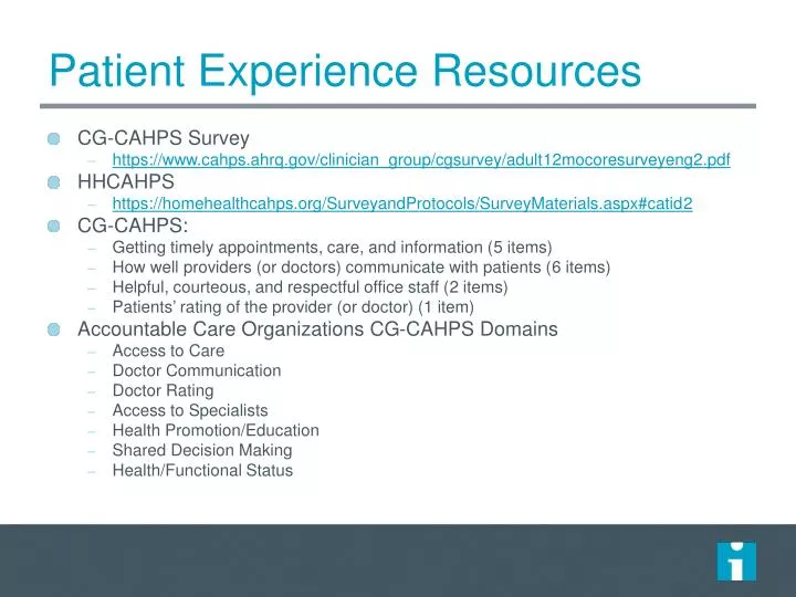 patient experience resources