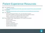 Patient Experience Resources - slide 1