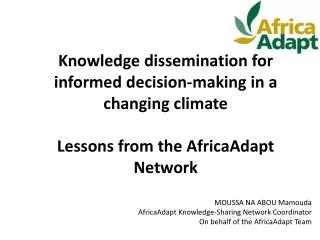 Knowledge dissemination for informed decision-making in a changing climate