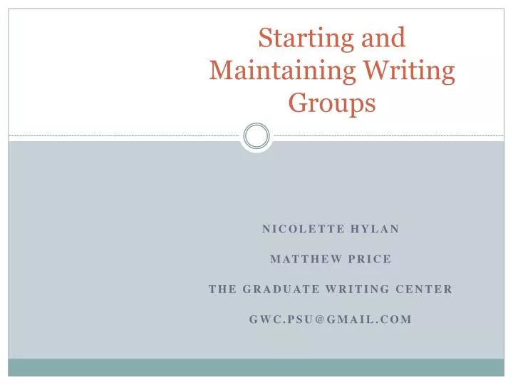 starting and maintaining writing groups