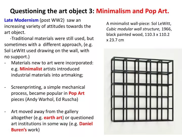 questioning the art object 3 minimalism and pop art