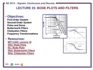 LECTURE 25: BODE PLOTS AND FILTERS