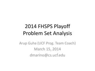 2014 FHSPS Playoff Problem Set Analysis