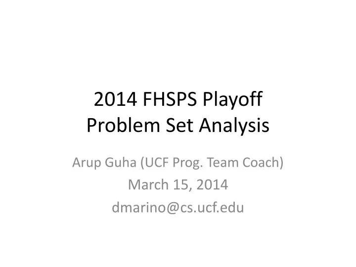 2014 fhsps playoff problem set analysis