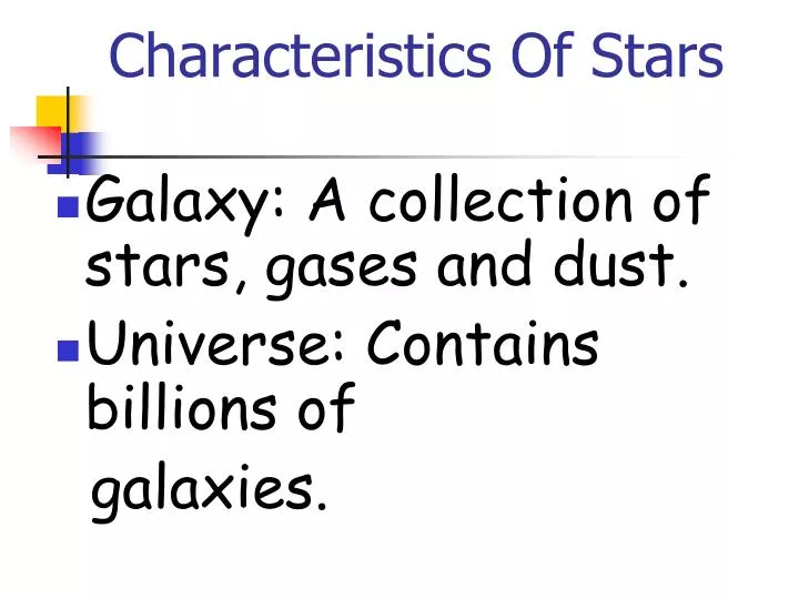 characteristics of stars