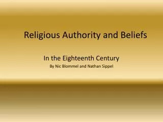 Religious Authority and Beliefs