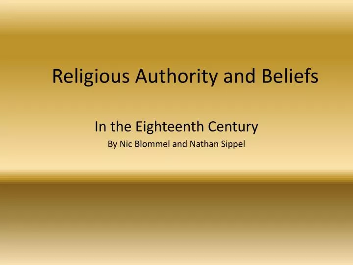 religious authority and beliefs