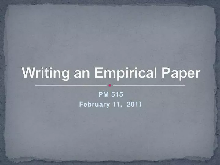 writing an empirical paper
