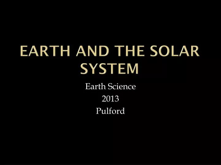 earth and the solar system