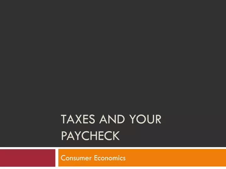 taxes and your paycheck