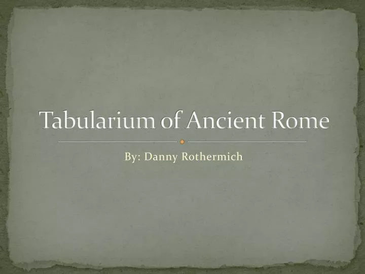tabularium of ancient rome