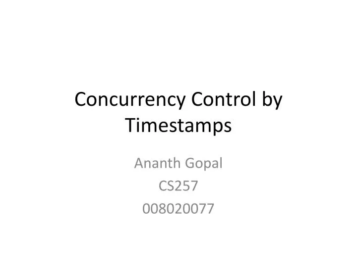 concurrency control by timestamps