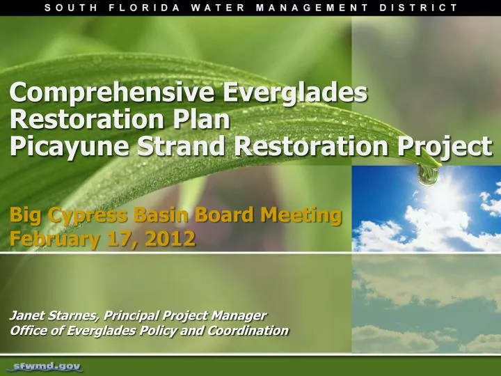 comprehensive everglades restoration plan picayune strand restoration project