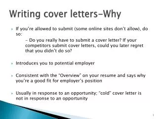 Writing cover letters-Why