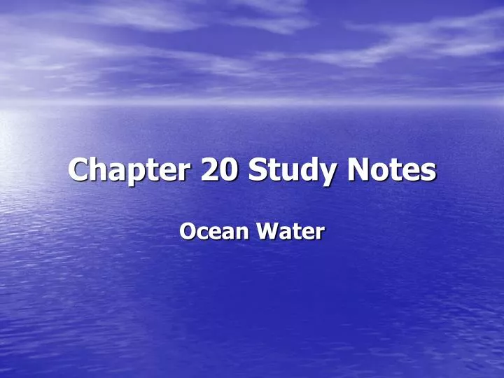 chapter 20 study notes