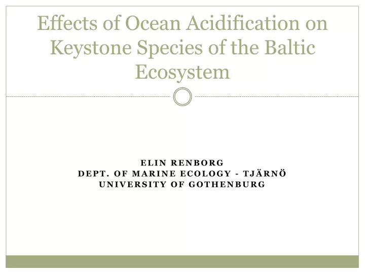 effects of ocean acidification on keystone species of the baltic ecosystem
