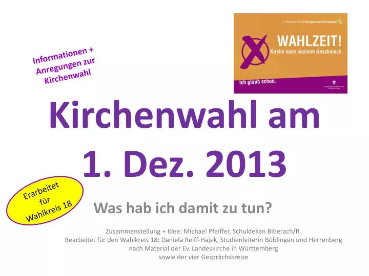 kirchenwahl am 1 dez 2013