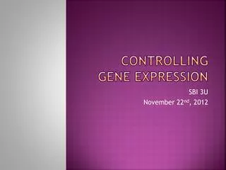 Controlling gene expression