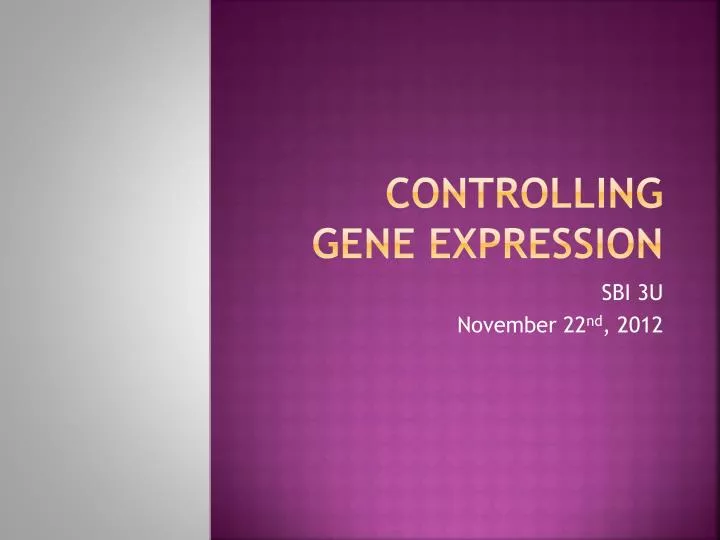 controlling gene expression