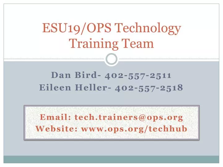 esu19 ops technology training team