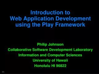 Introduction to Web Application Development using the Play Framework