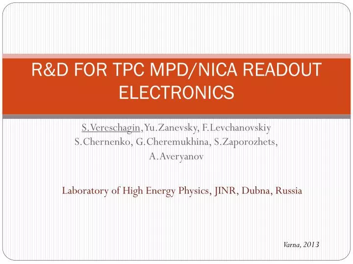 r d for tpc mpd nica readout electronics
