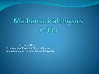 Mathematical Physics P-334