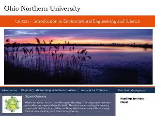 CE 3231 - Introduction to Environmental Engineering and Science